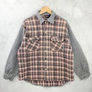 Vintage Quiksilver Flannel Shirt XL Plaid Houndstooth Crop Grunge Surf Skater
